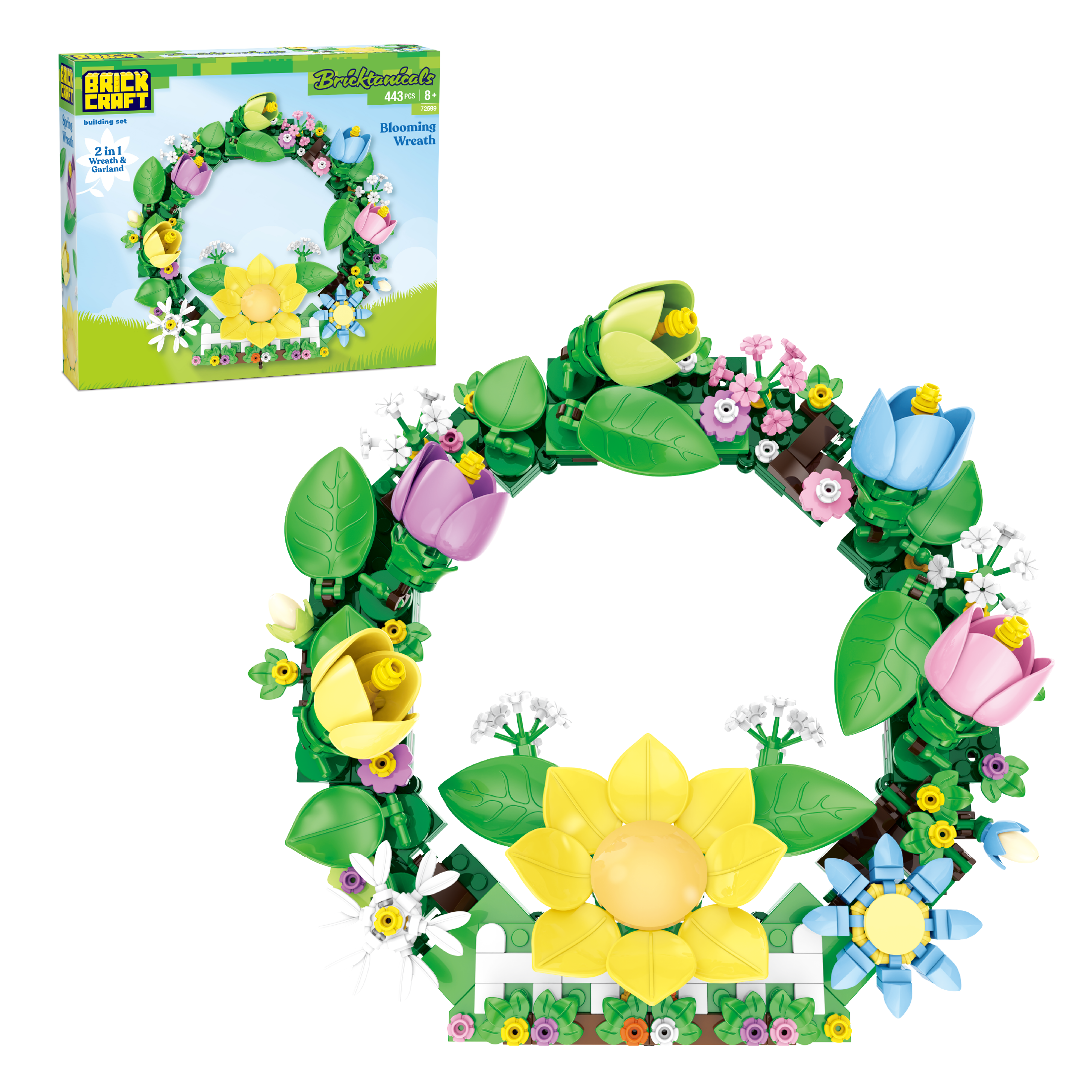 『ラ ダム ピヴォワンヌ』　フラワーリース Bricktanicals Blooming Wreath 2-in-1 Building Set | Brickcraft