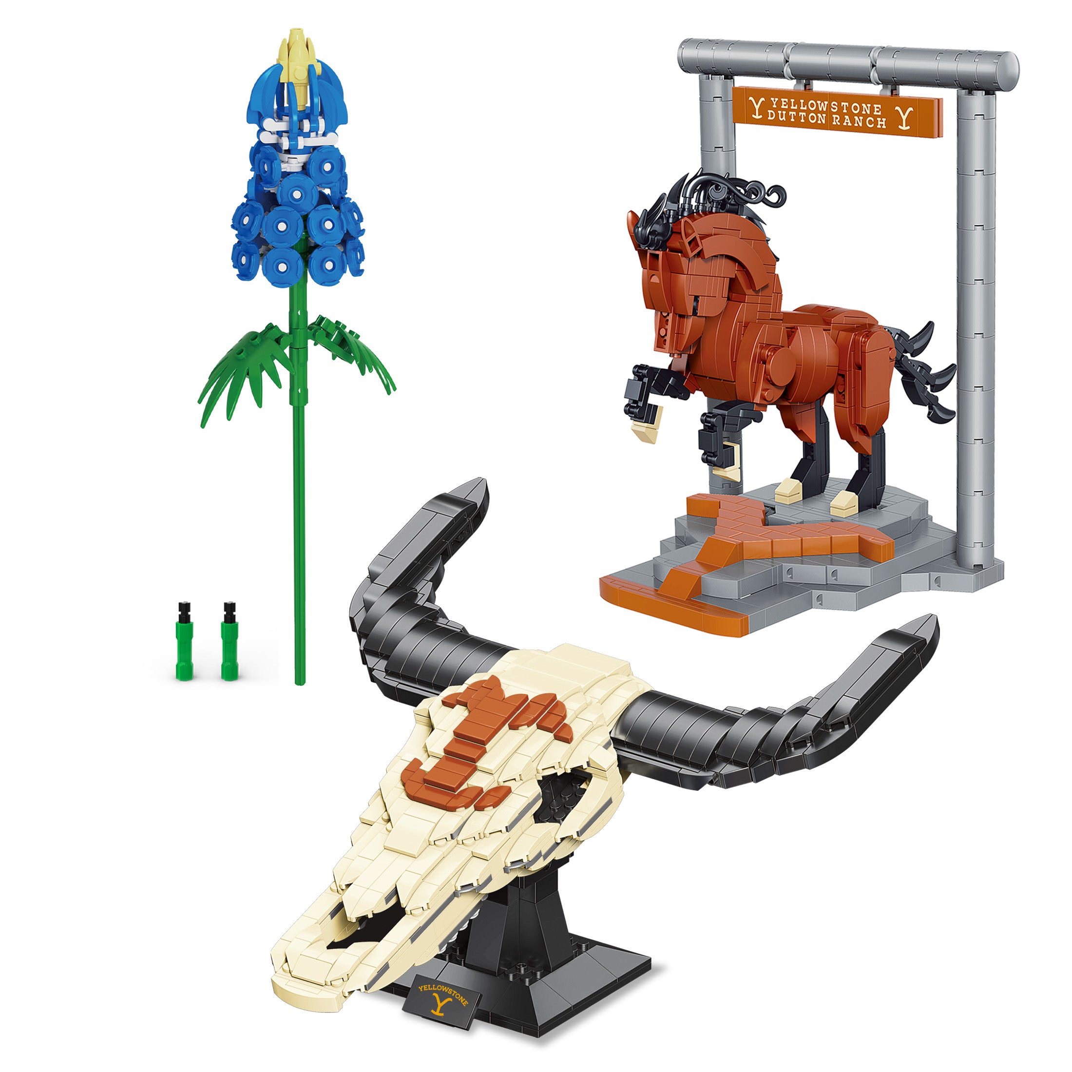 Brickcraft Yellowstone Bundle – Steer Skull, Horse & Bluebonnet Builds