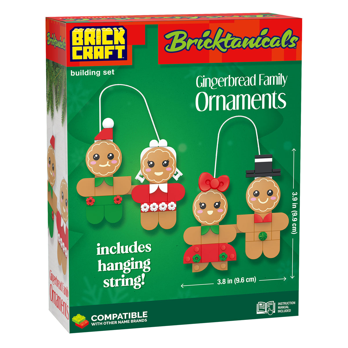 Brick Craft Gingerbread Family Ornaments packaging on a white background