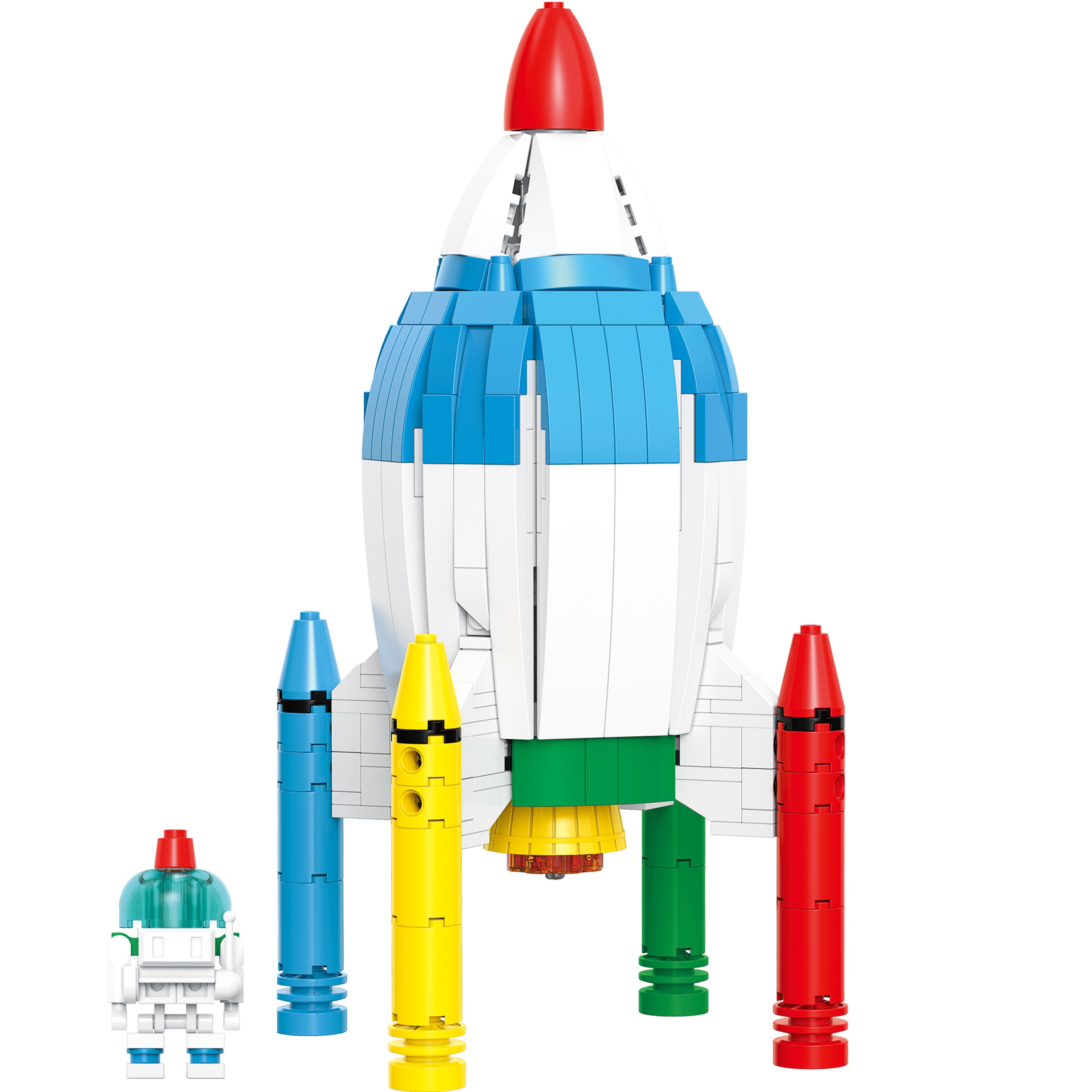 Brickcraft x Crayola Rocketship Brick Building Set – 543 Piece Kit