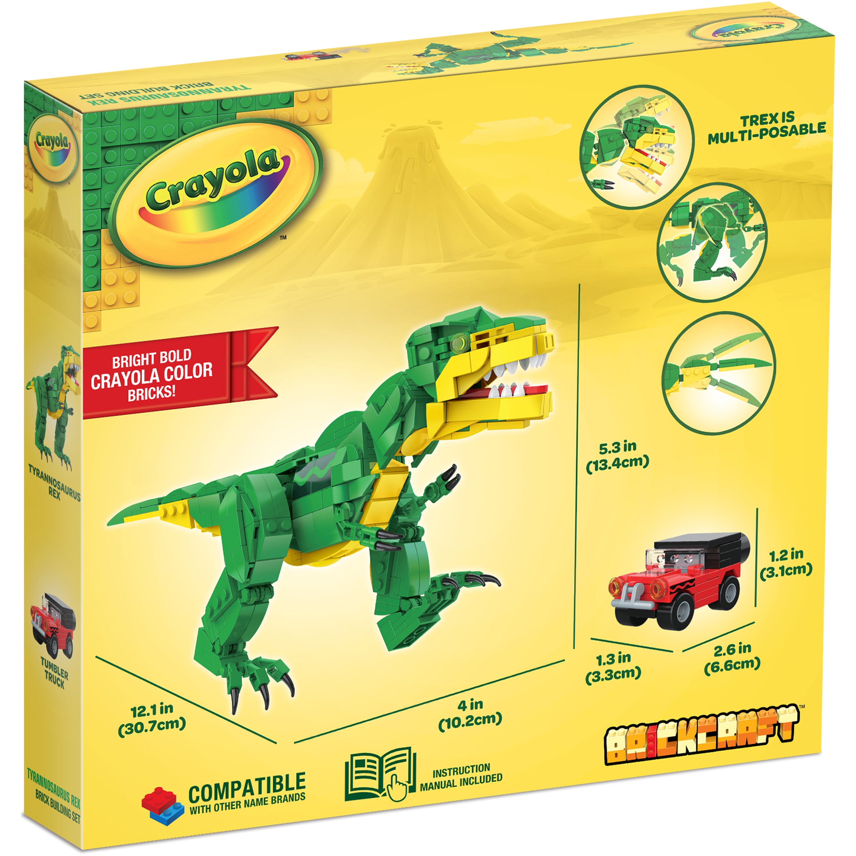 Brickcraft x Crayola Tyrannosaurus Rex Brick Building Set – 462 Pieces