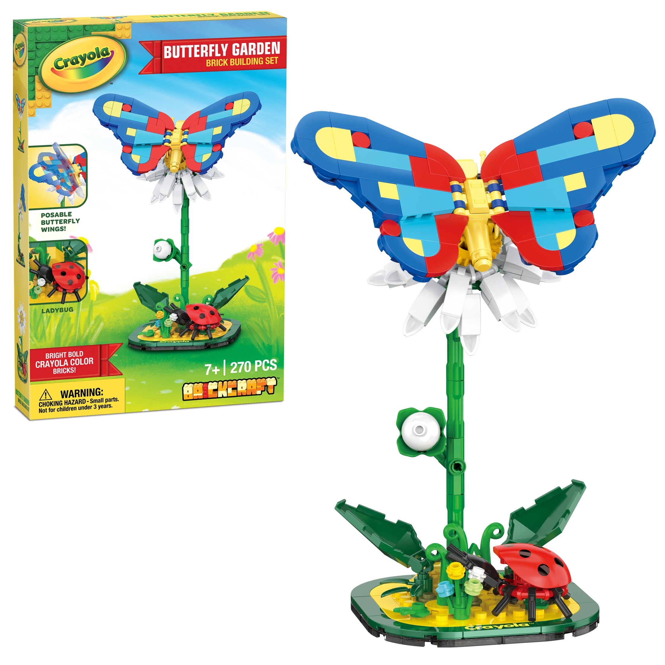 Brickcraft x Crayola Butterfly Garden Brick Building Set – 317 Pieces