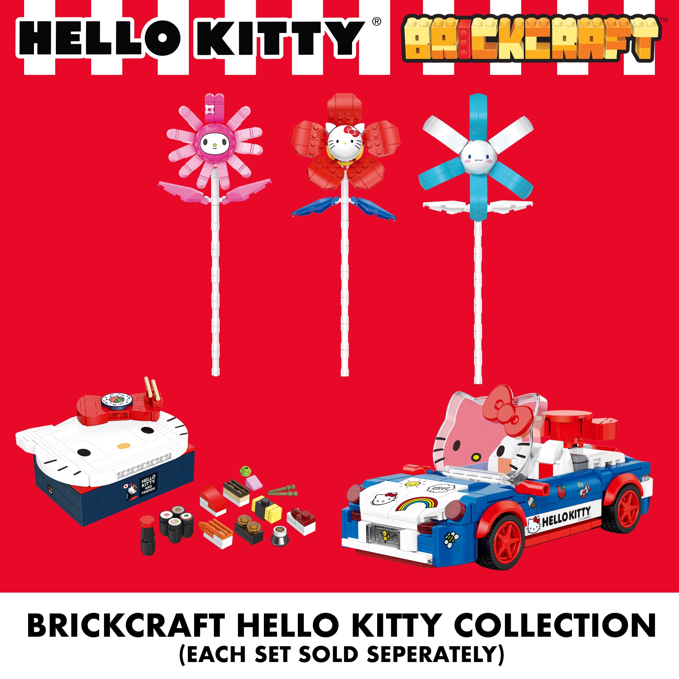 Brickcraft x Hello Kitty Bento Box Brick Building Set – 191 Piece Kit