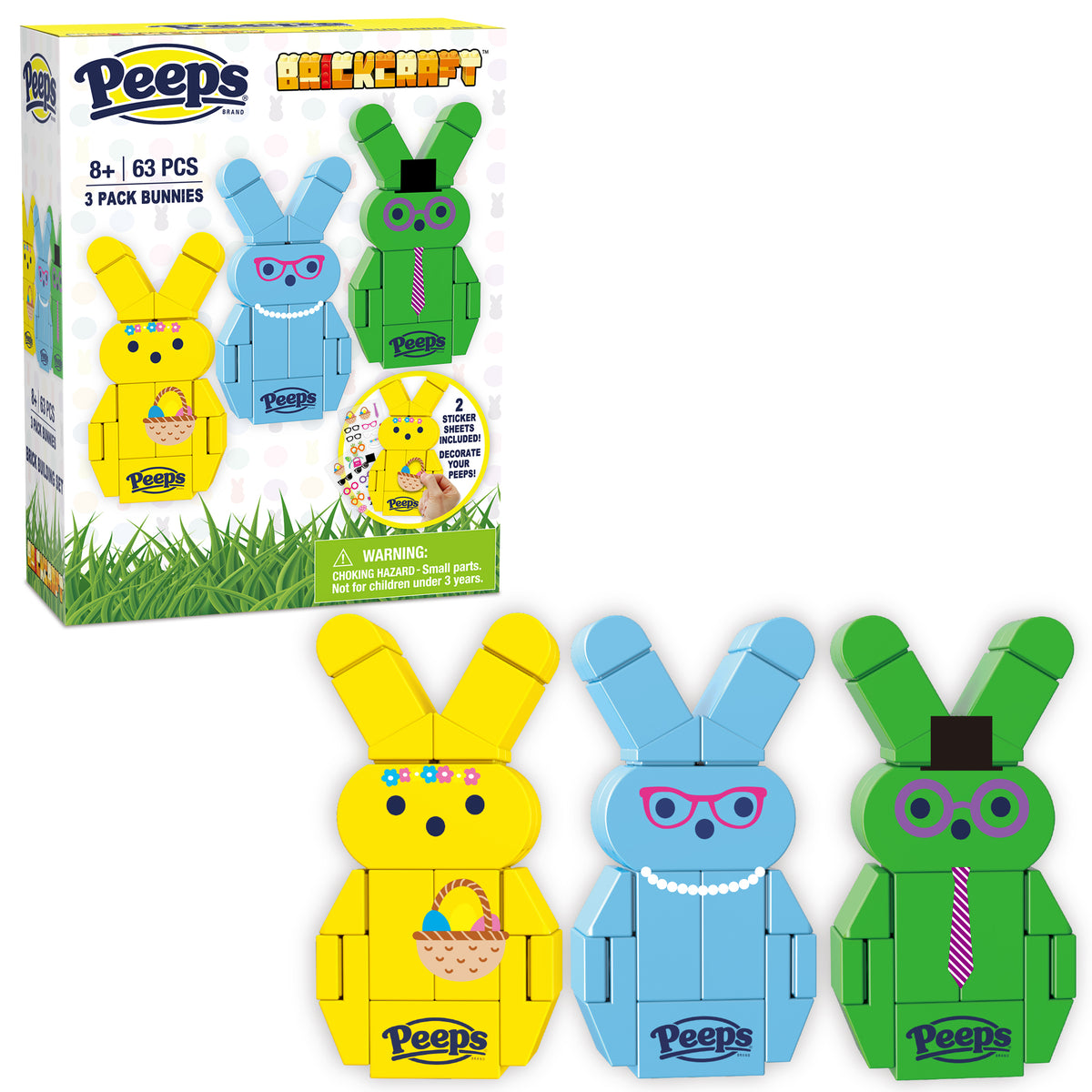 Peeps 3-Pack Bunnies (Blue, Green, Yellow)