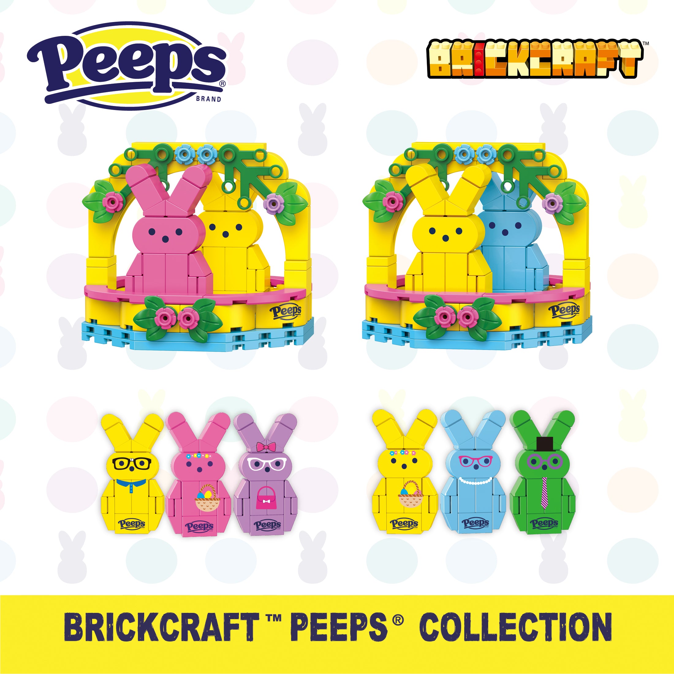Brickcraft x Peeps 3-Pack Bunnies Building Set – Blue, Green