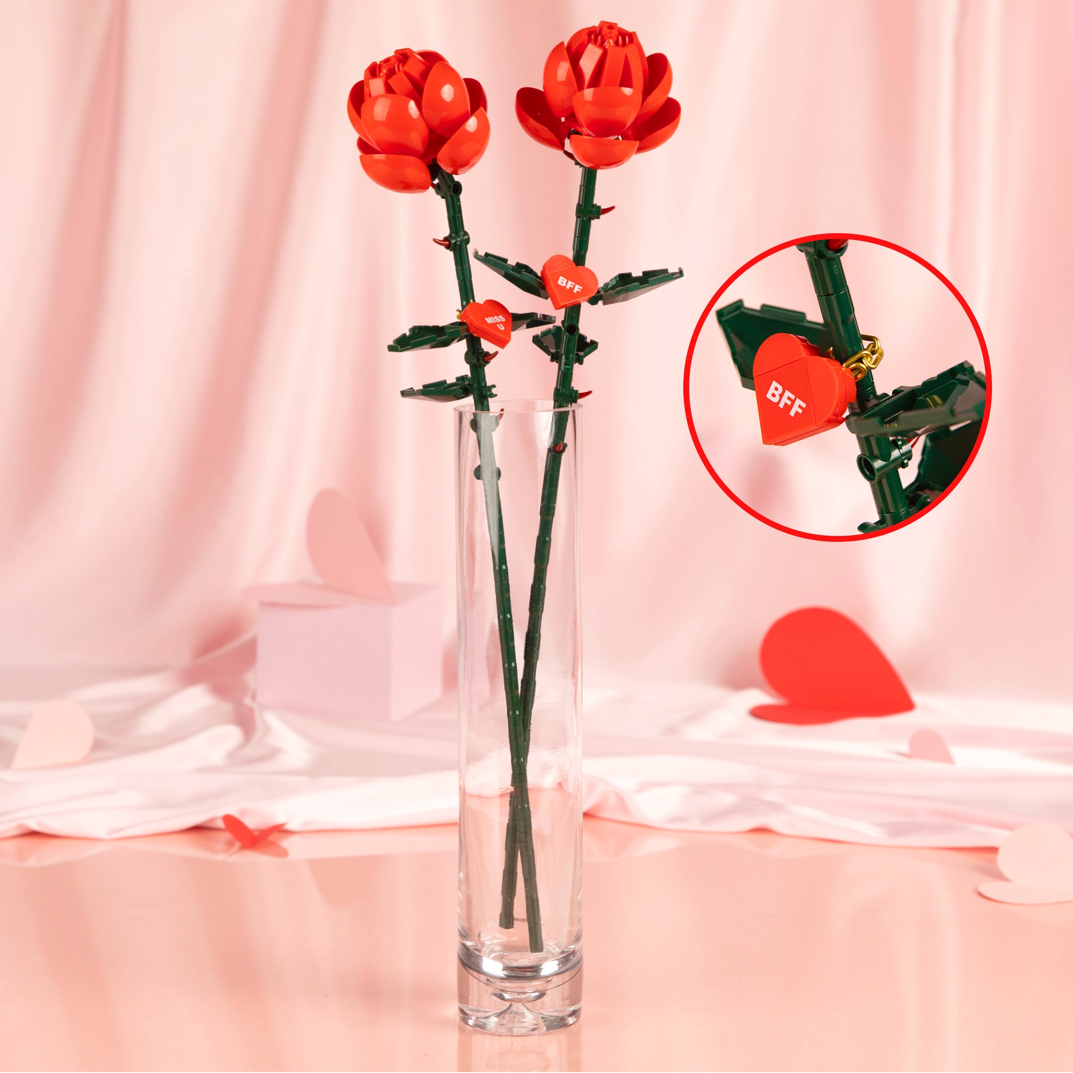Bricktanicals Red Long Stem Rose Brick Building Set – 102 Piece