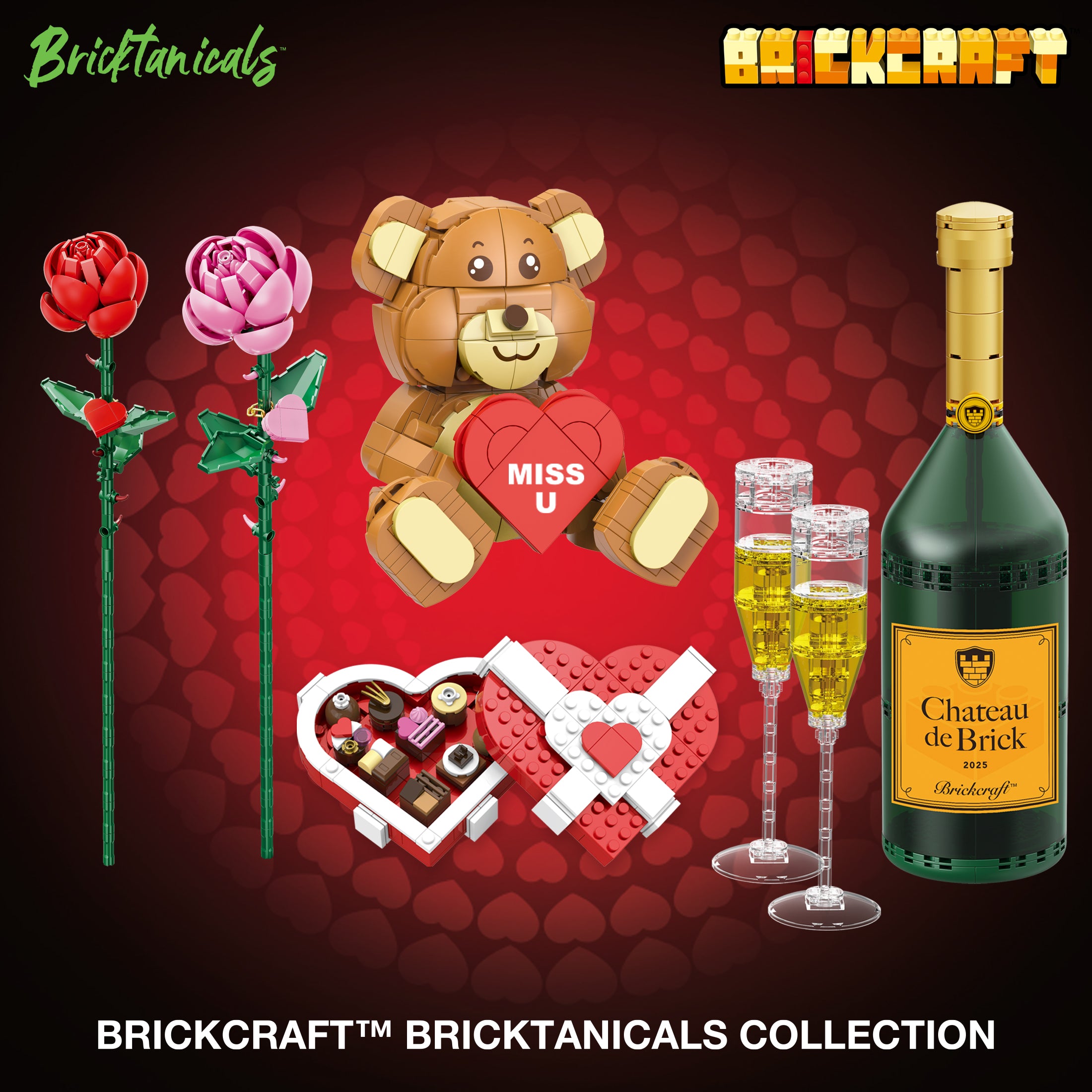 Bricktanicals Red Long Stem Rose Brick Building Set – 102 Piece