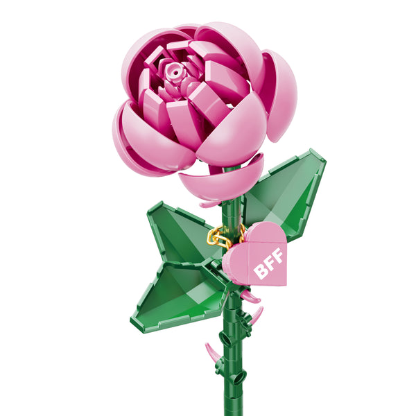 あひるOffen 【Reborn project】ROSE-pointed Bricktanicals Pink Long Stem Rose Brick Building Set – 102 Piece
