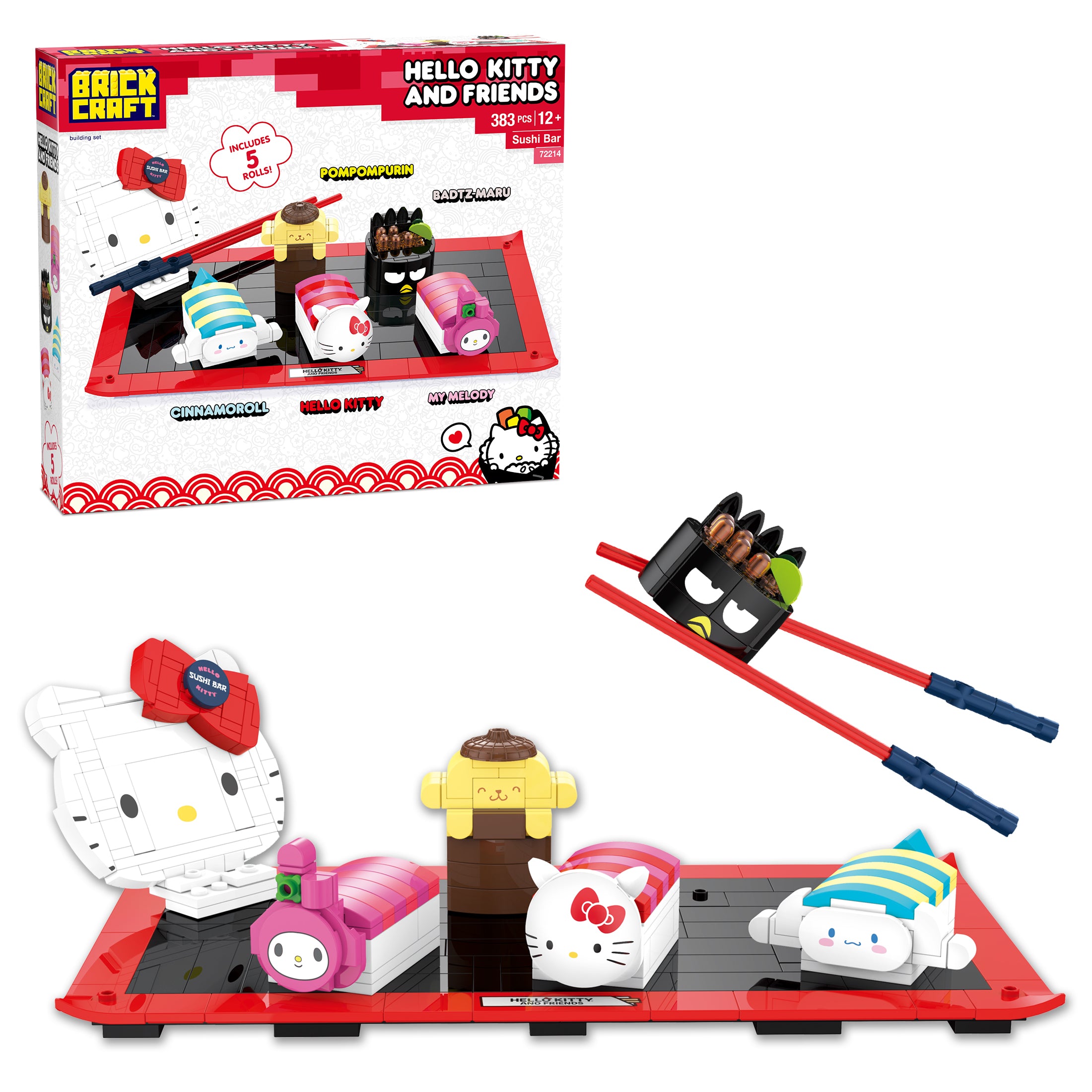 Brickcraft x Hello Kitty Sushi Bar Brick Building Set – 383 Pieces