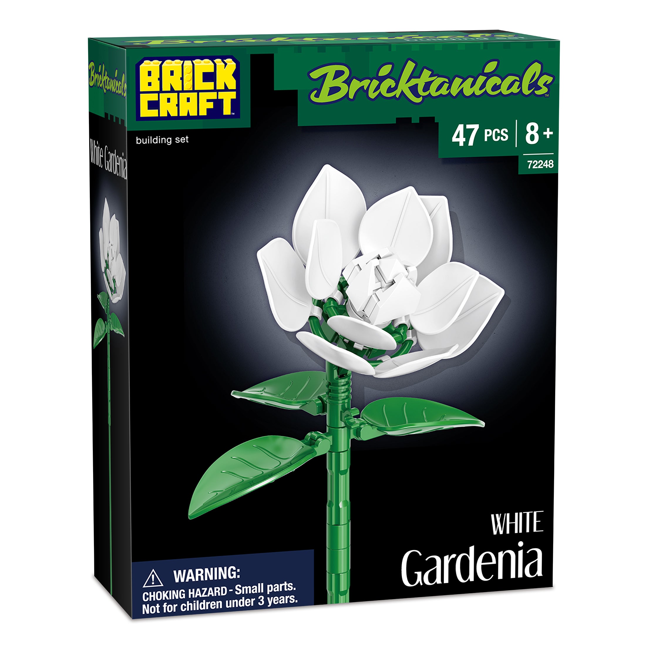 Bricktanicals White Gardenia Brick Building Kit – 47-Piece Set