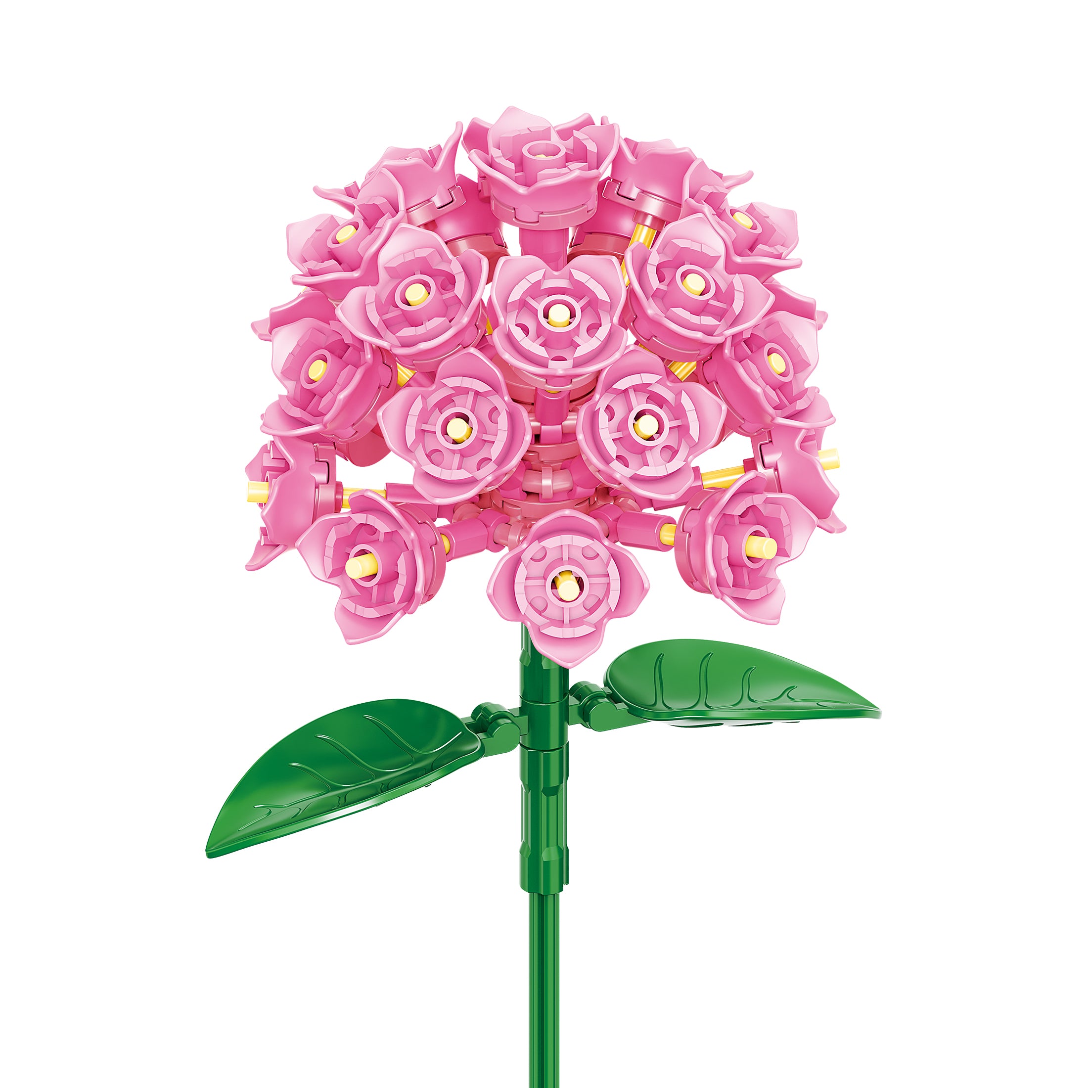 Hydrangea4937　0602 Bricktanicals Pink Hydrangea Brick Building Kit – 121-Piece