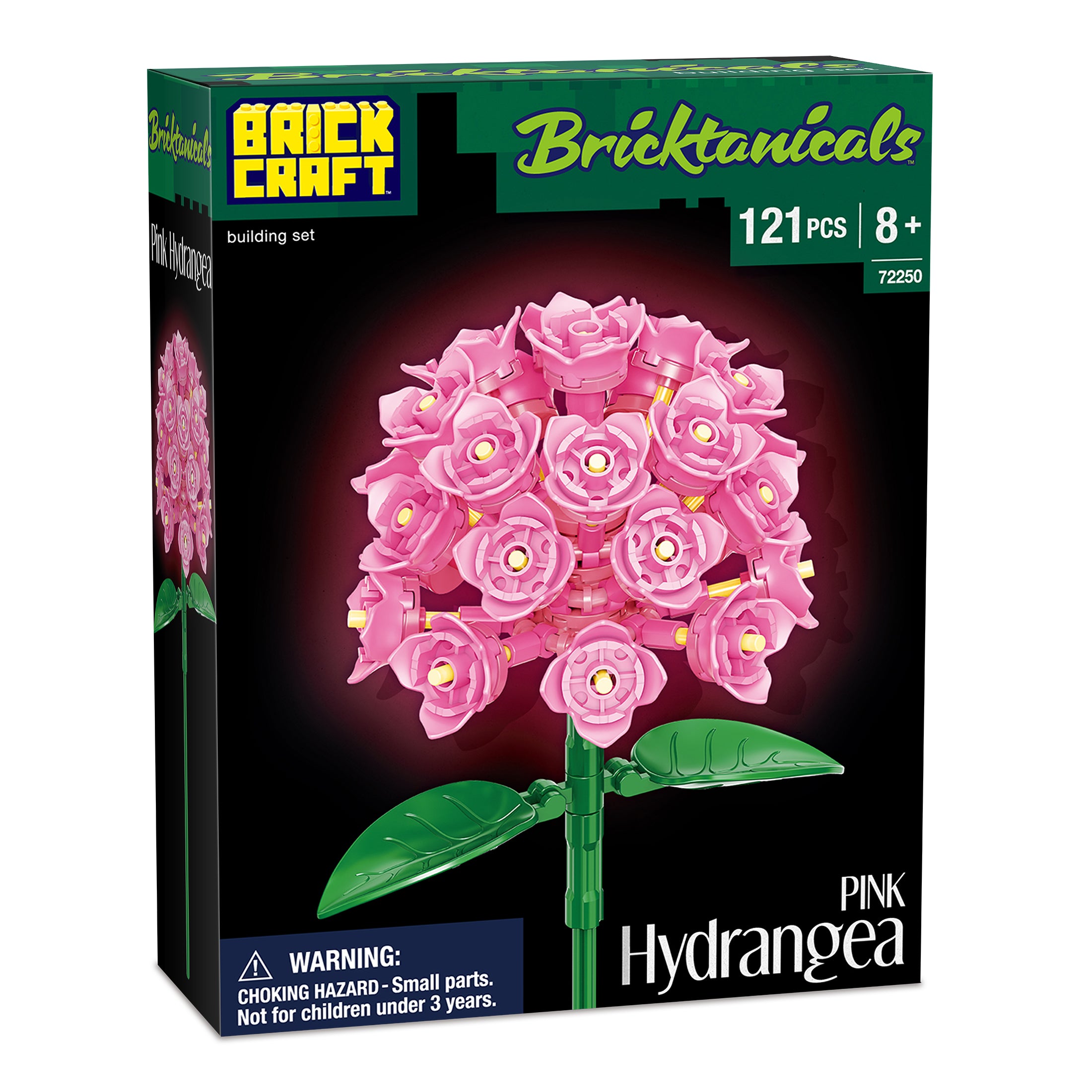 Bricktanicals Pink Hydrangea Brick Building Kit – 121-Piece Set