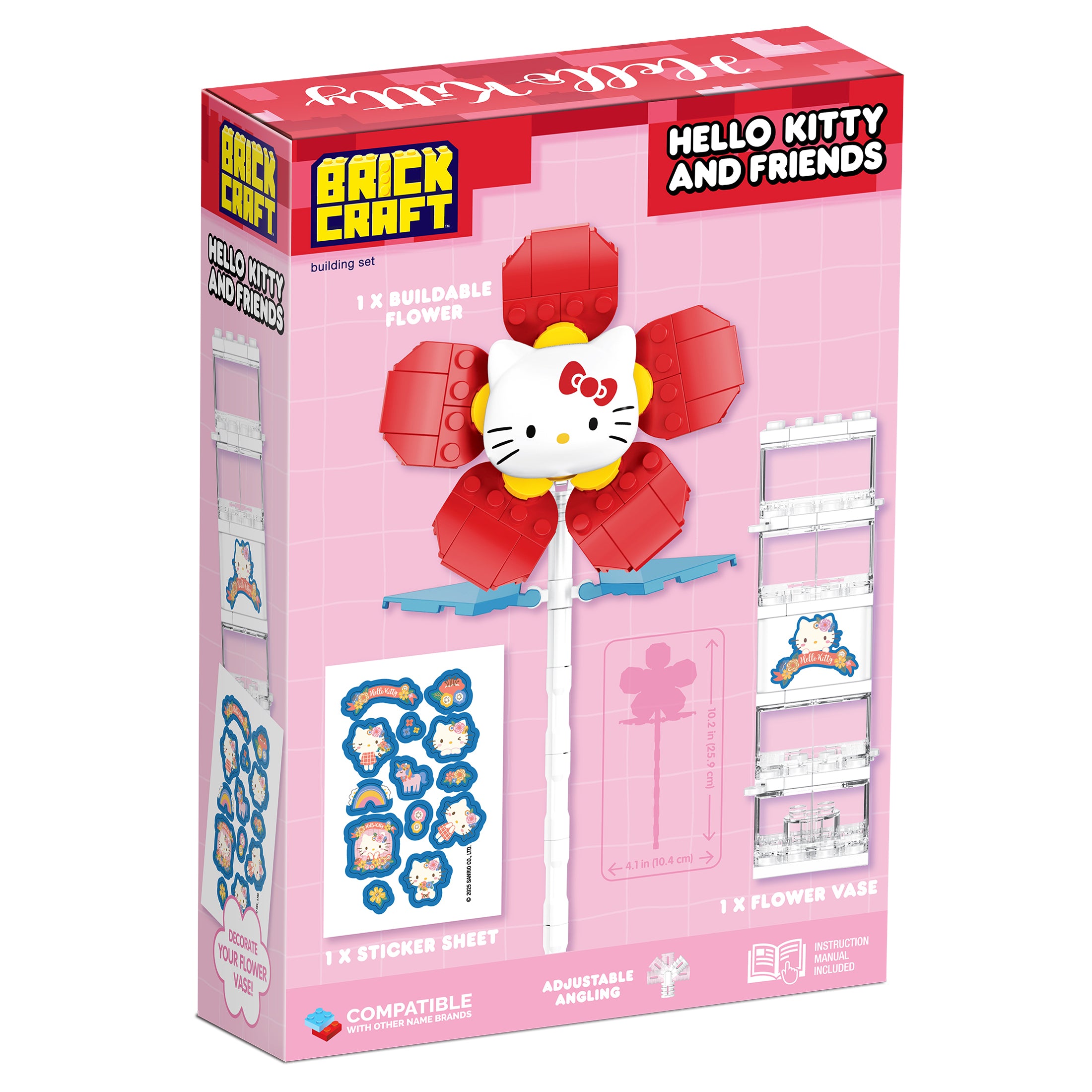 Brickcraft x Hello Kitty Flower & Vase Brick Building Set – 115 Pieces