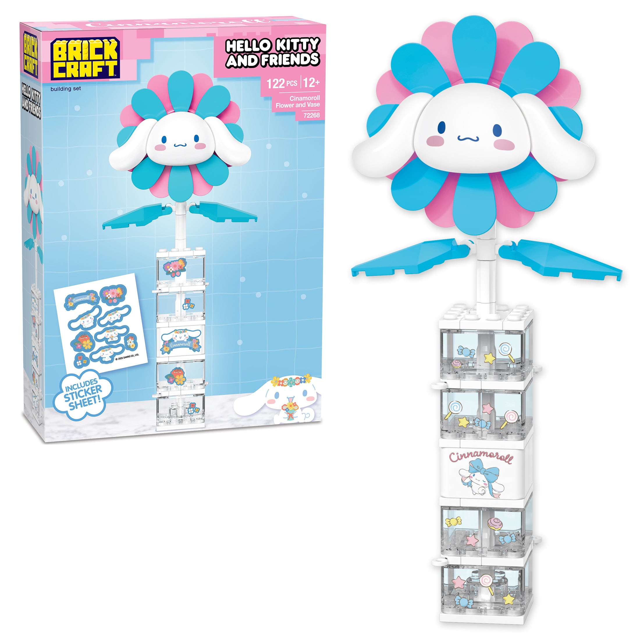 Brickcraft x Hello Kitty Cinnamoroll Flower & Vase Brick Building Set