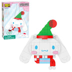 Brick Craft building set of Cinnamoroll with a green hat and red accents, next to its packaging.