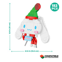 Cinnamoroll figure with dimensions and compatibility information on a white background