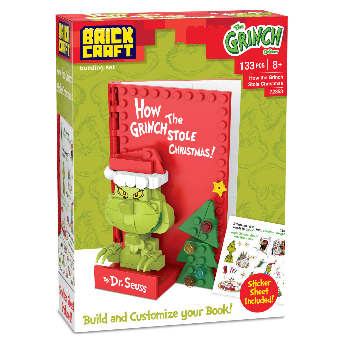 Brick Craft Grinch building set packaging with green and red design
