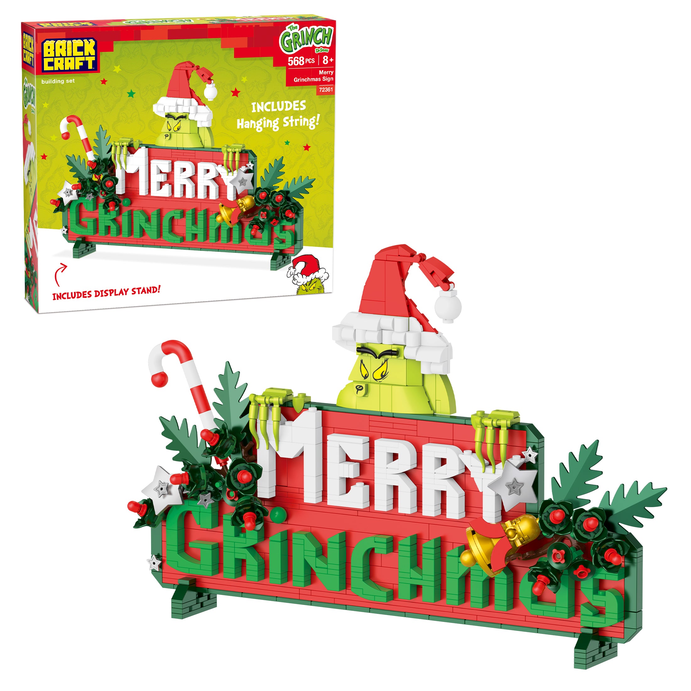 Brickcraft x The Grinch Merry Grinchmas Sign Building Kit – 568 Pcs