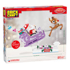 Brick Craft building set packaging featuring Santa Claus in a sleigh with Rudolph the Reindeer.