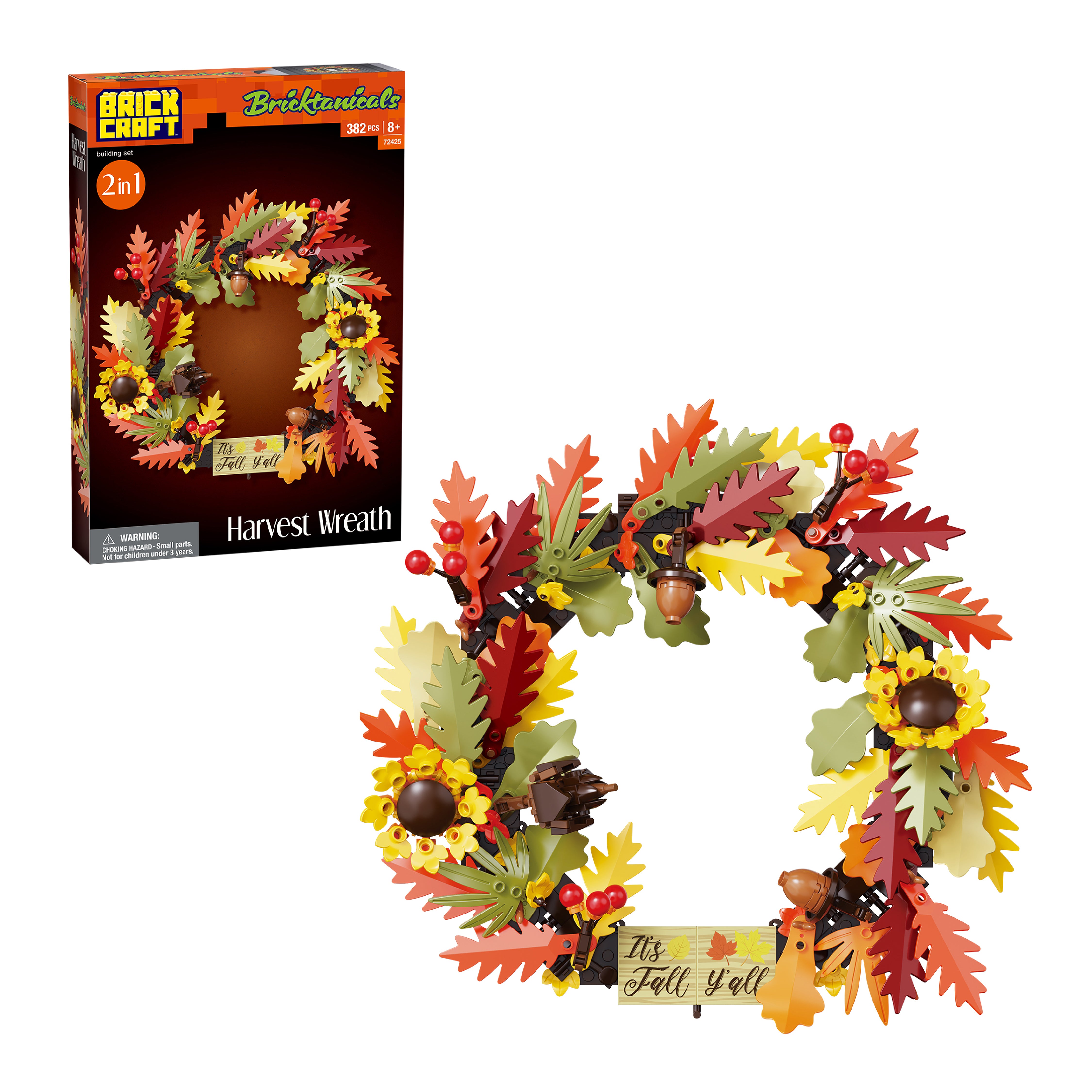 Fall Harvest Wreath Brick Building Kit – 387-Piece Set – Brickcraft