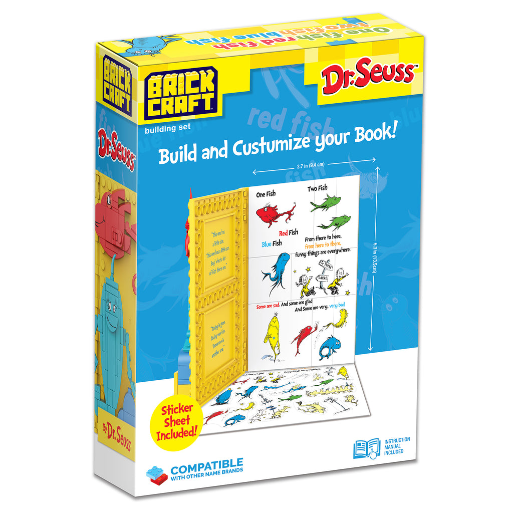 Box of Dr. Seuss Brick Craft building set with colorful illustrations on a white background