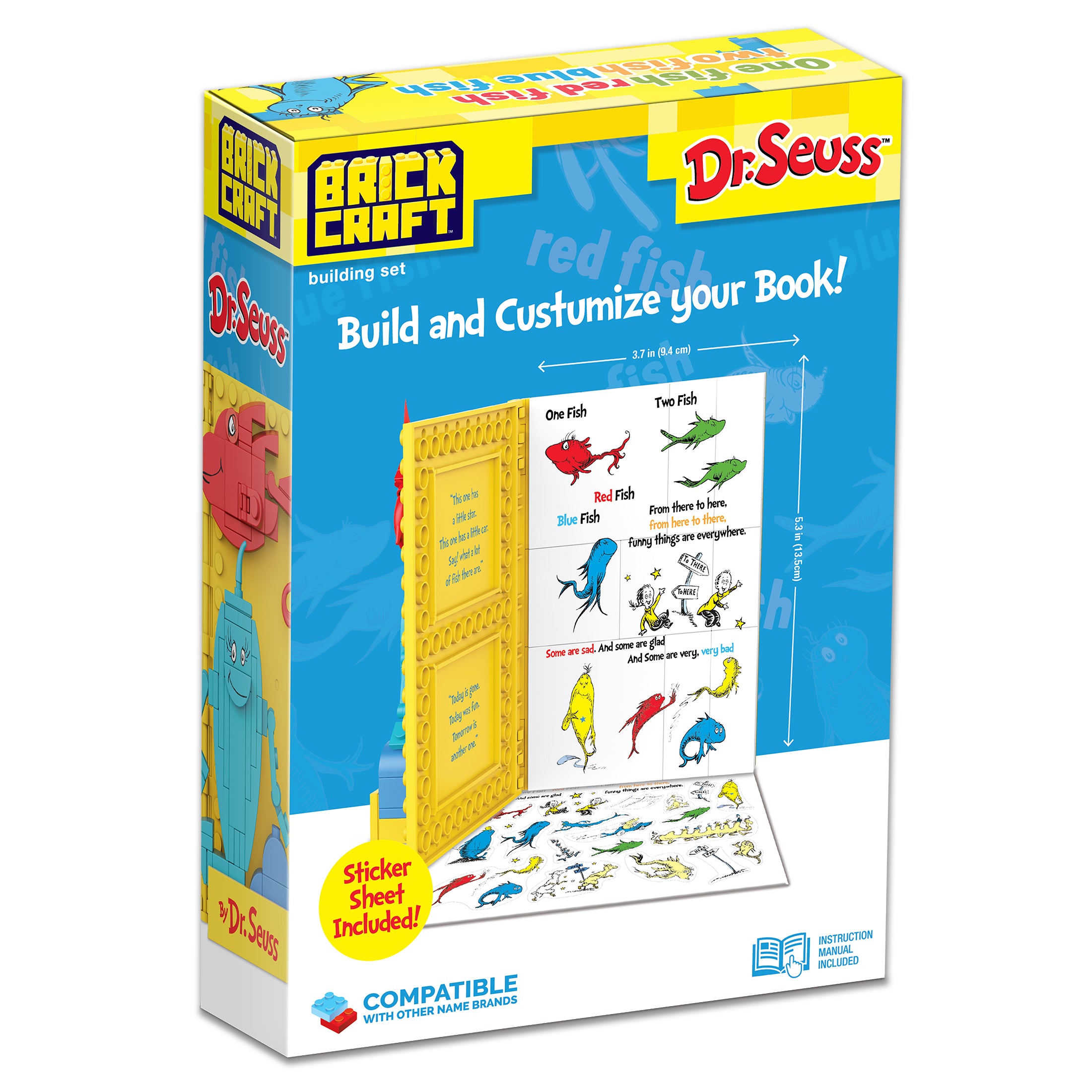 Box of Dr. Seuss Brick Craft building set with colorful illustrations on a white background