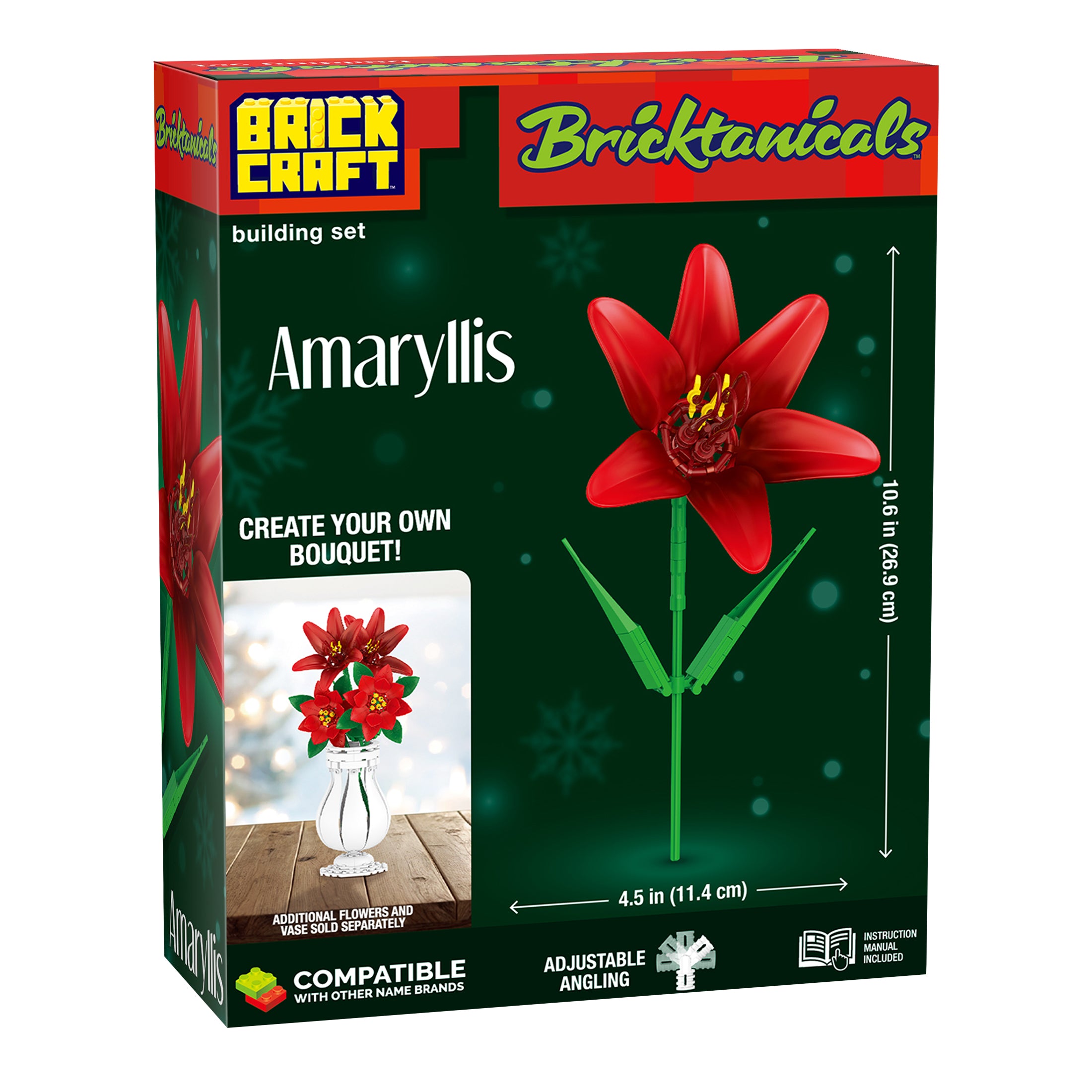 Bricktanicals Amaryllis Brick Building Set – 49-Piece Kit – Brickcraft