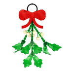 Decorative mistletoe with red bow on a white background