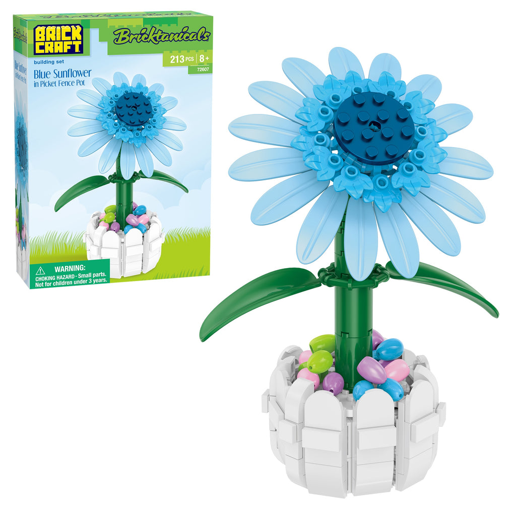 Blue Sunflower in Picket Fence Pot