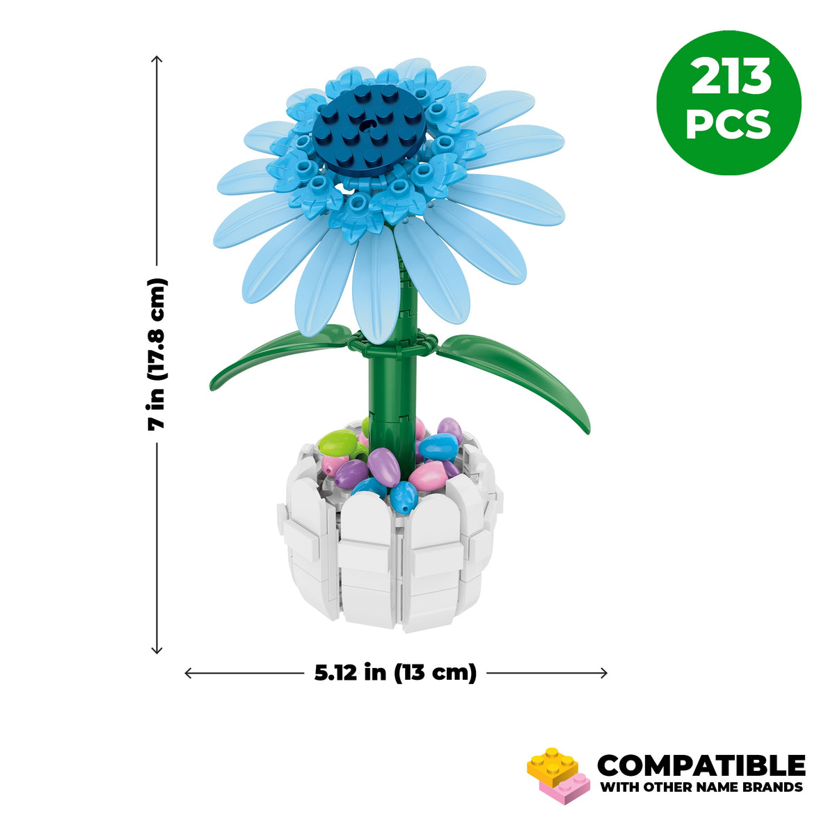 Blue Sunflower in Picket Fence Pot