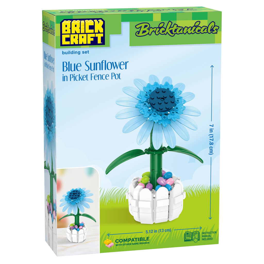 Blue Sunflower in Picket Fence Pot