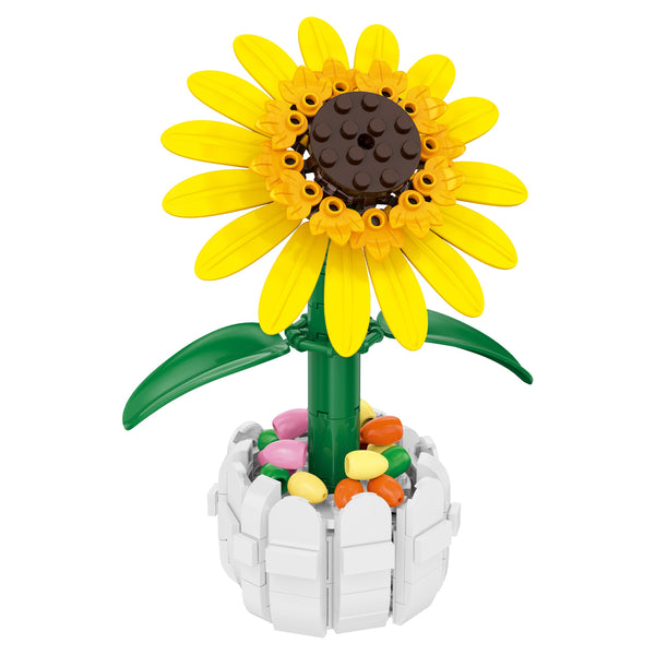 Yellow Sunflower in Picket Fence Pot