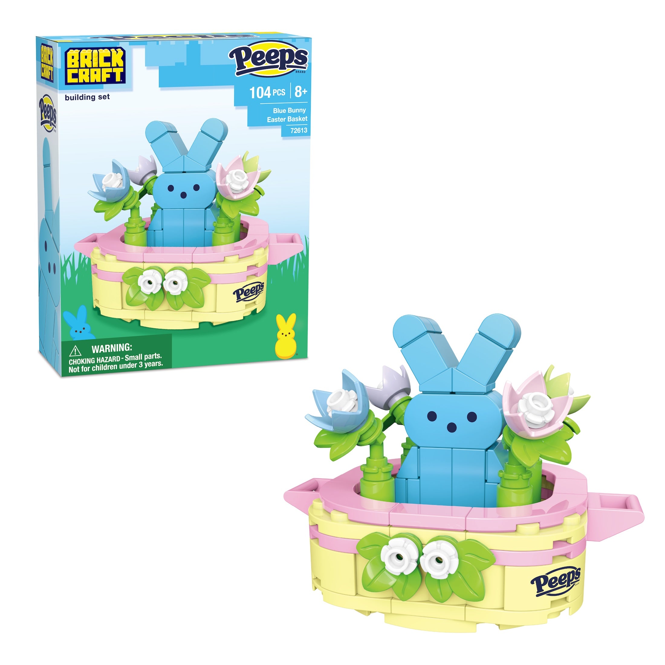 Brickcraft x PEEPS Blue Bunny Easter Basket Building Set- 104 Pieces