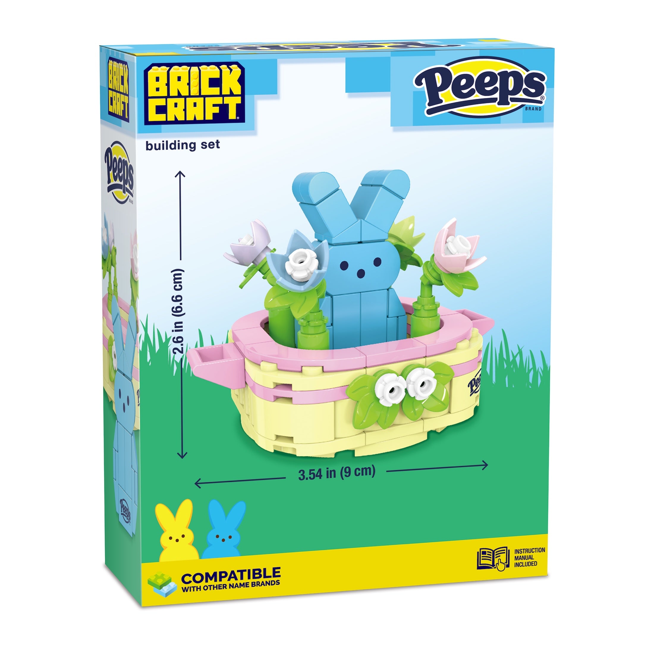 Brickcraft x PEEPS Blue Bunny Easter Basket Building Set- 104 Pieces