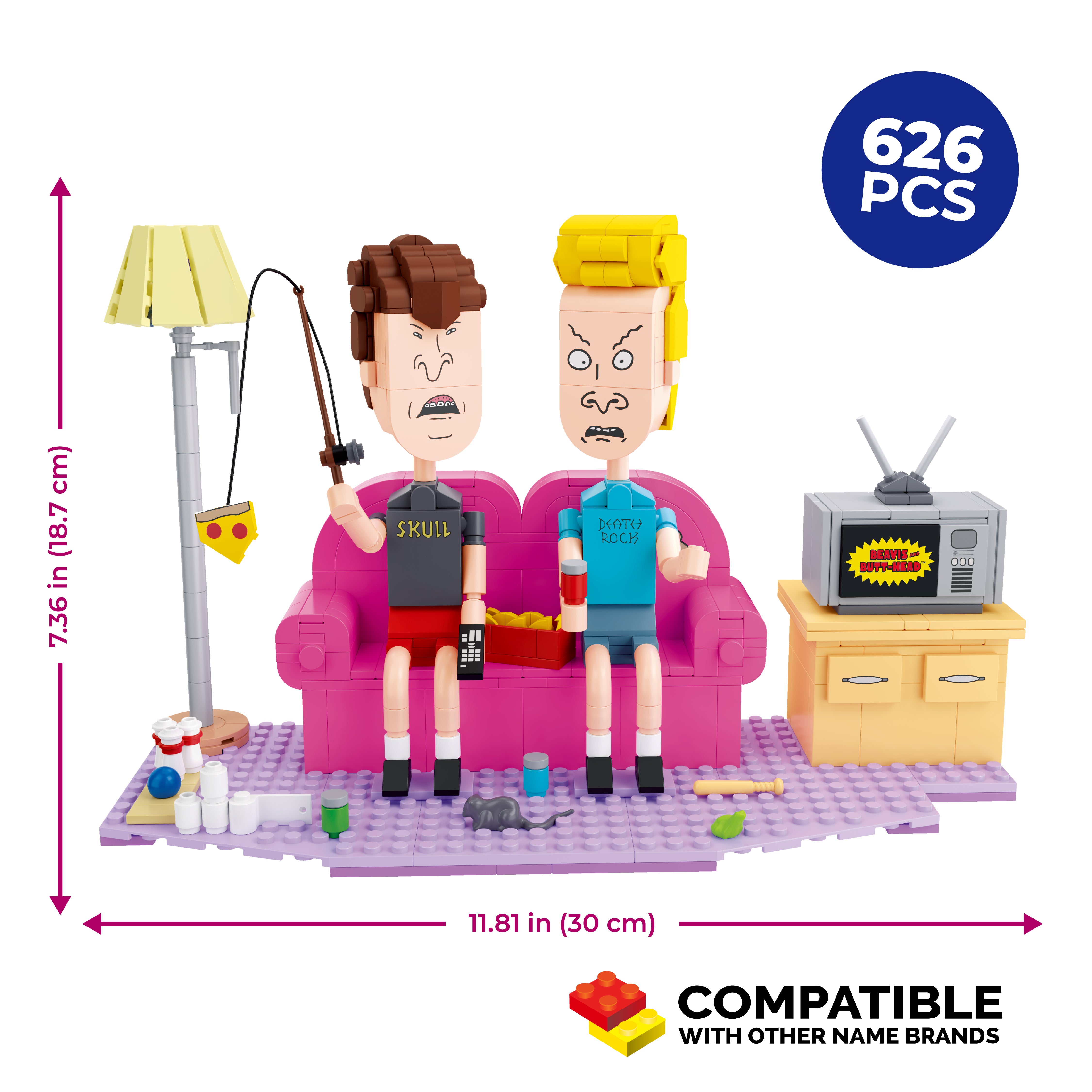 Brickcraft Beavis and Butt-Head Couch Brick Building Set - 626 Pieces