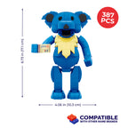 Stealie Blue Dancing Bear contents — Brickcraft brick set components and step-by-step build illustration.