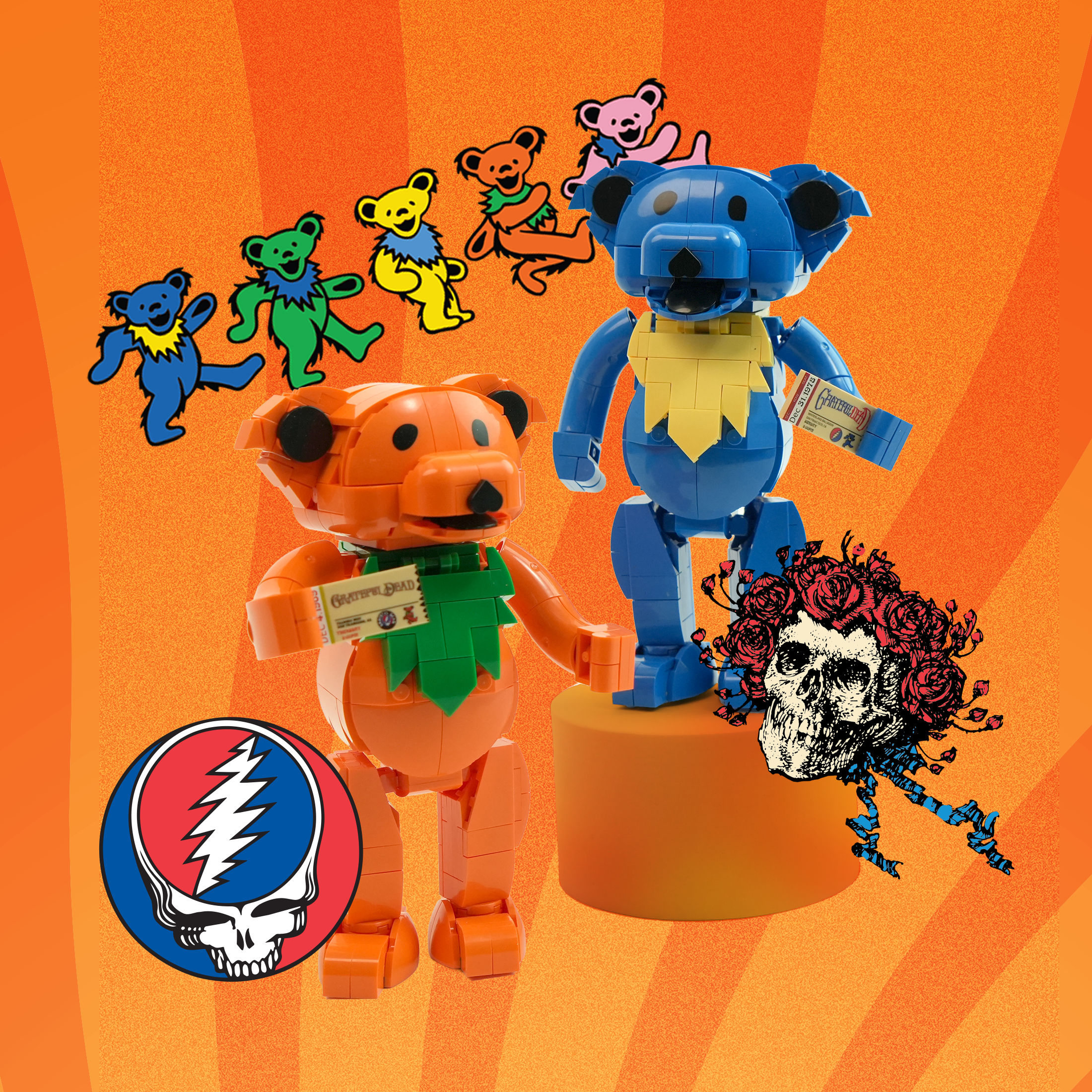 Grateful Dead Dancing Bear Building Set | Brickcraft – 387 Pieces Grateful Dead Dancing Bear Building Set | Brickcraft – 387 Pieces