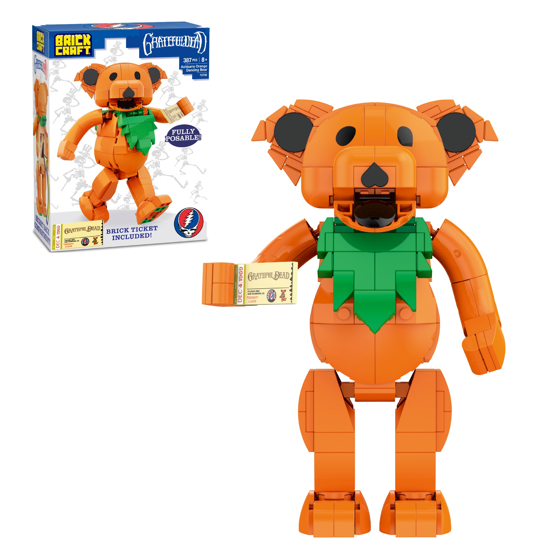 Grateful Dead Dancing Bear Building Set | Brickcraft – 387 Pieces