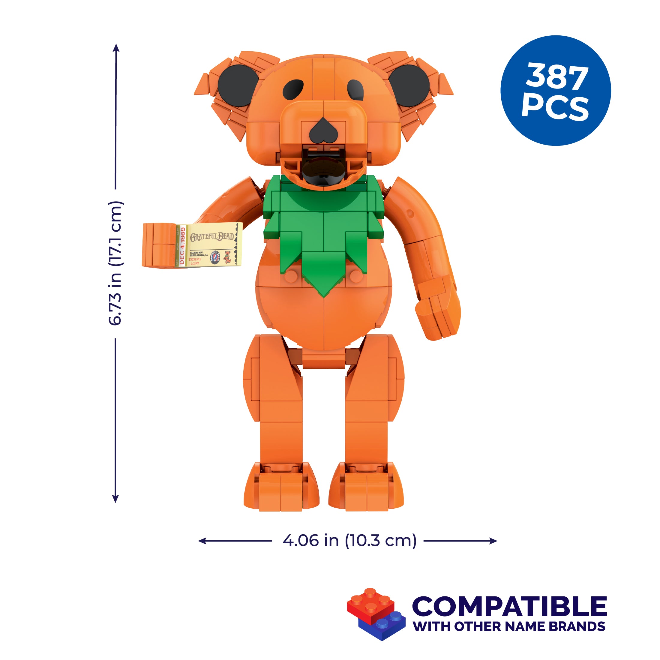 Grateful Dead Dancing Bear Building Set | Brickcraft – 387 Pieces