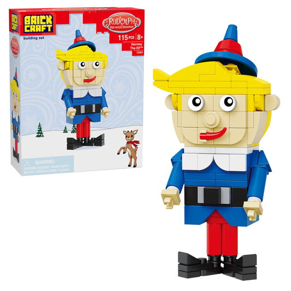 Brick Craft building set of Hermey the Elf with a box in the background
