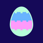 Colorful pixelated egg design on a dark blue background