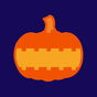 Pumpkin with a carved face on a dark blue background