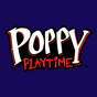 Logo of 'Poppy Playtime' with a dark blue background