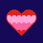 Heart-shaped design with a castle inside on a blue background