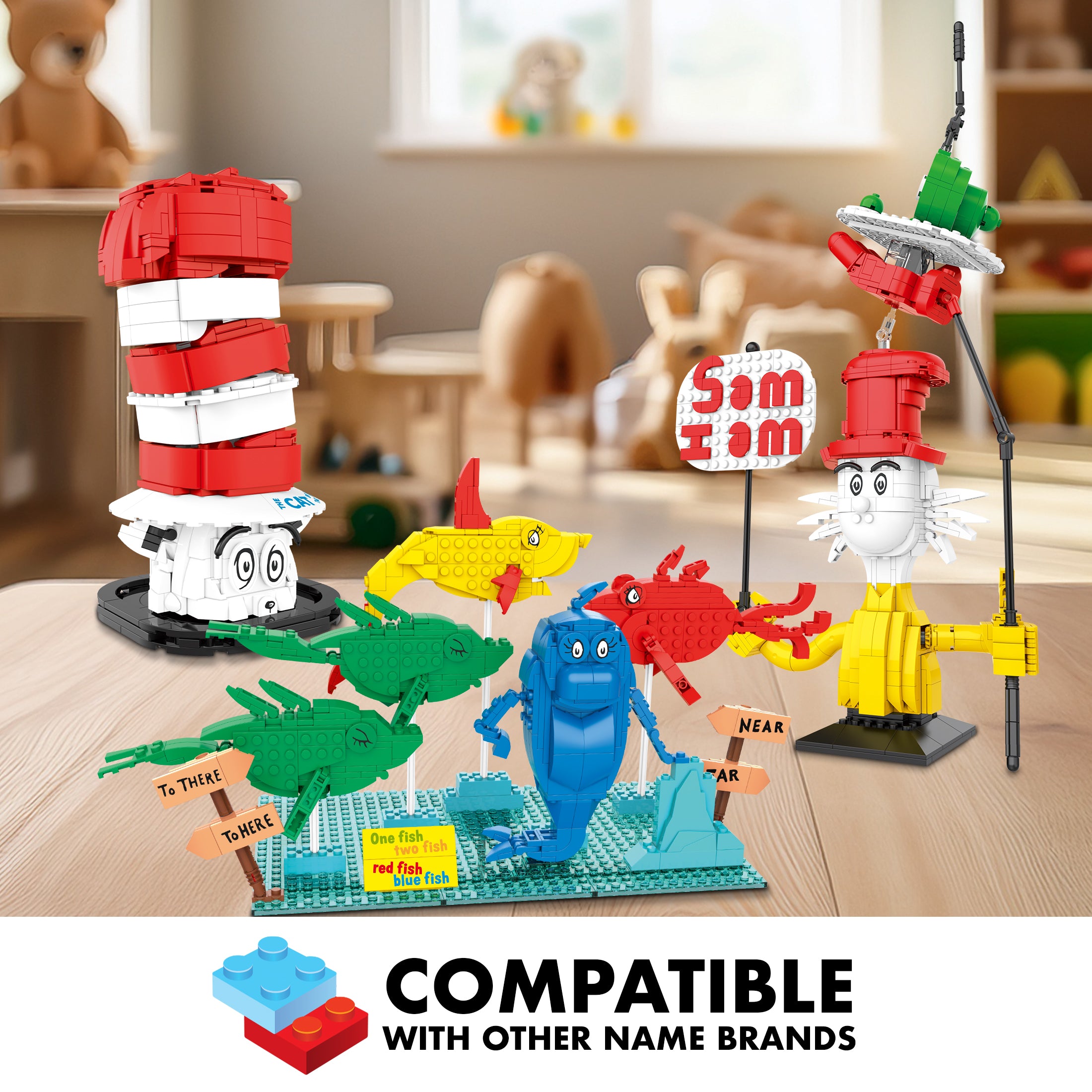 Brickcraft Dr. Seuss Building Kit Bundle – Sam I Am, Cat in the