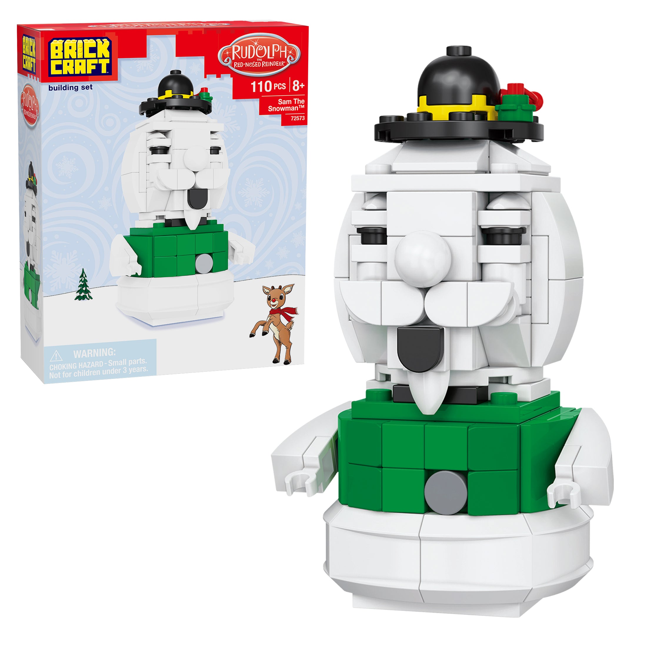 Brickcraft building set with a Sam the Snowman and packaging on a white background